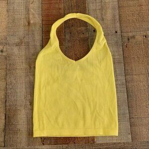 Suzette womens one size neon yellow ribbed knit halter top